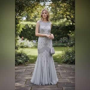 Adrianna Papell Silver Sequin Dress